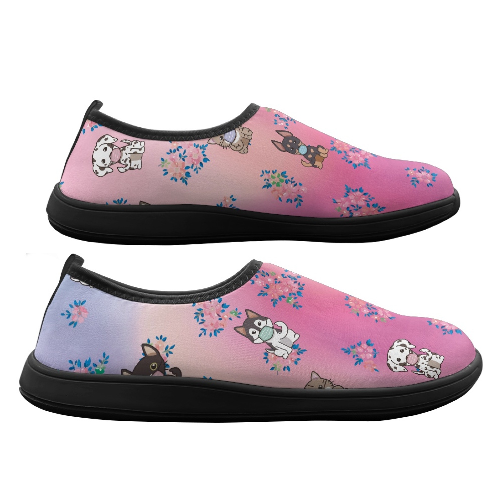 Wide Toe Box Running Sneakers - PENSTROLL Leuke hond met bloemenprint Comfortabele
