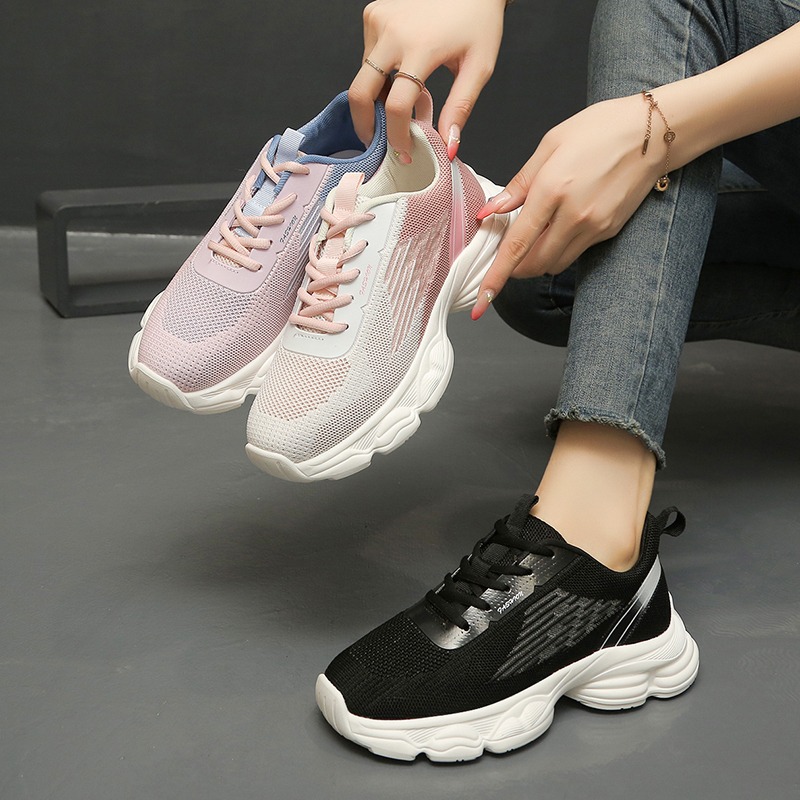 Mode Nieuwe Sneakers voor Dame - Knit Fabric Lace Up Sneakers recensie en prijs